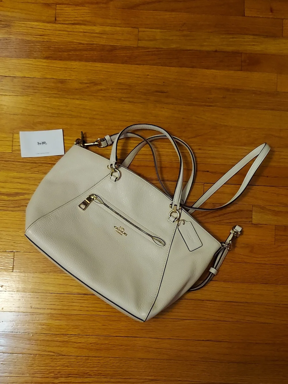 Coach Cream Pebbled Leather Satchel Tote